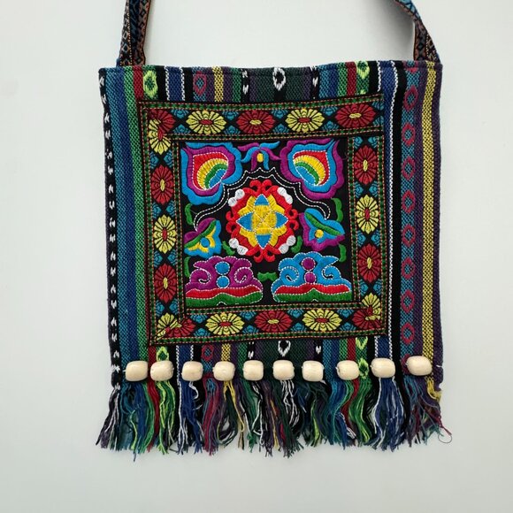 Embroidered Fringe Boho Crossbody Bag New - Picture 4 of 12